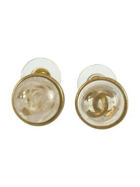 Chanel CC Logo Earrings Gold Plated